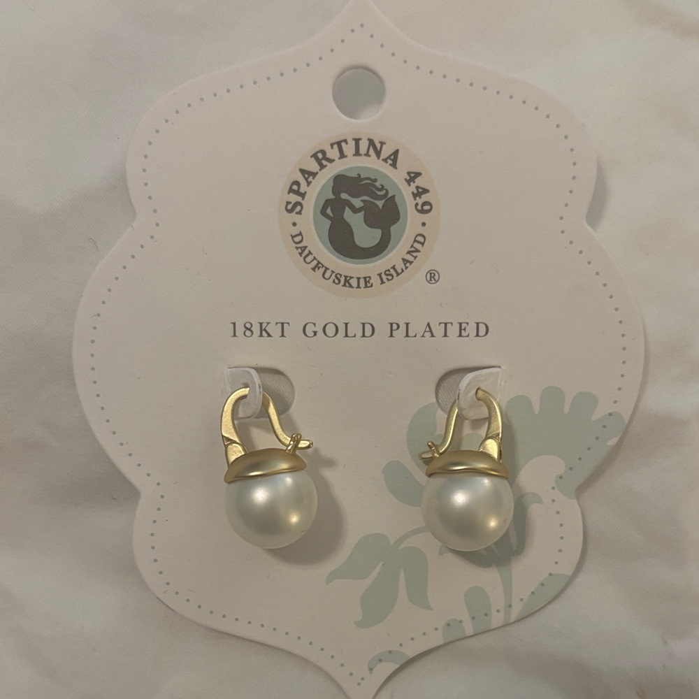 Spartina 449 Gold Plated Appoline Pearl Drop Earrings